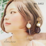 No.S432 アシメ✩︎⡱モノトーン アンティークピアス