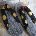 布ぞうり：再販ドット（black&gold)24cm