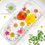 ストロベリーに花束押し花iPhoneケース
