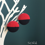 くるみボタンピアス(red＆black)