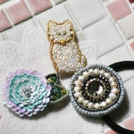 サマーセット☆ビーズ刺繍ヘアゴム＆ブローチ