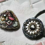 ビーズ刺繍ヘアゴムとブローチセット