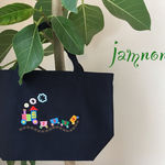 名前入り汽車ぽっぽ刺繍バッグＳサイズ＊ネイビー