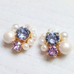 スワロフスキービジュー＆コットンパールイヤリング（sora)