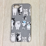 【Xperia/GALAXY/iPhone】バンダナニャンコ柄 グレー スマホケース