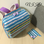 雨の日用ランドセルカバー 北欧ボーダー ブルー