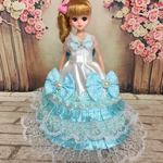 リカちゃん ロングドレス 水色パール