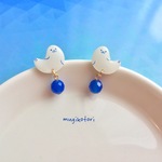 【再販】涼やか☆アザラシとブルーメノウのピアス／イヤリング（小）