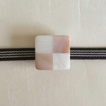 シェル 市松 ピンクの帯留