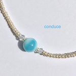 Larimar&Pearl. 天然石ラリマーと淡水パールのネックレス