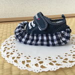 靴カバー☆チェック ネイビー