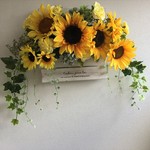 横幅56㎝ひまわりのスワッグB◆造花・壁掛けリース