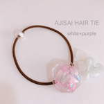 あじさいのヘアゴム♡white×purple