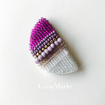 ビーズ刺繍ブローチ　パープル・クリア