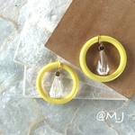 イエローフープ×クリアのピアス・イヤリング