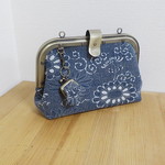SALE☆藍染☆古布☆万能がま口☆本革☆和アンティーク☆