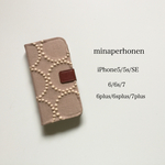 手帳型 iPhoneケース ミナペルホネン タンバリン ピンクベージュ