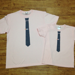 親子おそろい☆親子リンク☆パパと息子のネクタイアップリケTシャツ☆2枚セット