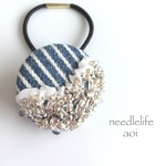 metallic 刺繍ヘアゴム