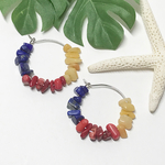 mixストーン フープピアス     ラピス 赤サンゴ   イエローカルサイト