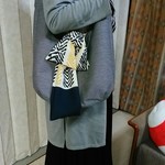 リボンで結ぶ丸い肩掛けバッグ