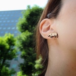 木のピアス「シロサイ」