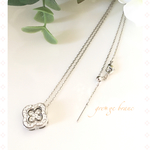 【再々販】【グルーデコ 】【シルバー】ダブルフラワーネックレス（専用チェーン付き）