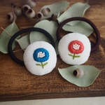 北欧  刺繍 お花 ヘアゴム3  単品