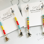 【再販】ぶら下がりMONKEY♡ガラスビーズピアス(イヤリング)