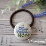 「再販」ラベンダーの刺繍ヘアゴム