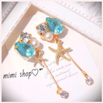 ロングマリンビジューピアス/イヤリング