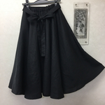  リネンのたっぷりフレアー＊サーキュラースカート＊ブラック