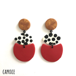 赤とドット柄のピアス(イヤリング)