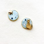 ﾋﾟｱｽ/ｲﾔﾘﾝｸﾞ 猫と星空（ﾌﾞﾙｰ）