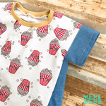 ポップなポップコーン柄✩ダンガリーミックスTシャツ