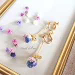 浴衣に合う♡紫陽花カラーのガラスドームイヤリング/ピアス/ノンホールピアス
