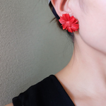 【 chimie vintage collection- 350 】【１点のみ・再販不可】ヴィンテージフラワーレッドイヤリング・ピアス
