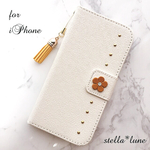 【iPhone6/6s】レザーフラワー＊手帳型ケース