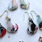 和柄猫のピアス（イヤリング）