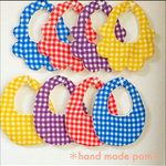 gingham check＊bib