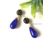 4点限定300円☆ドイツ製アクリルドロップ(ラピス)のピアス/イヤリング