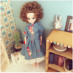 フリル付ブルーワンピース👗【ブルー】