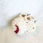 H007M002◇紅白鶴ダブル半くす花束コーム簪