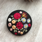 （大）刺繍ブローチ 薔薇