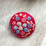 （小）刺繍ブローチ ブルーデイジー