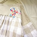 *ハンドメイド*リネンとチェックの蝶々ワンピ♪