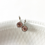 【大人 color】大粒(８㎜)スワロフスキー(アンティークピンク×シルバー)の一粒デザインフックピアス