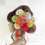 【F1705HE62】オレンジ♡ヘッドドレス/髪飾り♡・結婚式・パーディー・和婚・成人式・卒業式