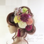 【F1705HE65】濃いピンク♡ヘッドドレス/髪飾り♡・結婚式・パーディー・和婚・成人式・卒業式