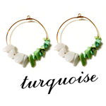 シンプル♢ turquoise  ♦︎ ターコイズ×翡翠×フープ♦︎ ピアス イヤリング